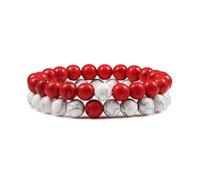 XXCLW Set Bracciale Coppie Distanza Nero Bianco Pietra Lavica Naturale Occhio di Tigre Perline Yoga Bracciali Per Gli Uomini Donne Corda Elastica Gioielli, Misura unica, Agata