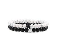 XXCLW Set Bracciale Coppie Distanza Nero Bianco Pietra Lavica Naturale Occhio di Tigre Perline Yoga Bracciali Per Gli Uomini Donne Corda Elastica Gioielli, Misura unica, Agata
