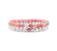 XXCLW Set Bracciale Coppie Distanza Nero Bianco Pietra Lavica Naturale Occhio di Tigre Perline Yoga Bracciali Per Gli Uomini Donne Corda Elastica Gioielli, Misura unica, Agata