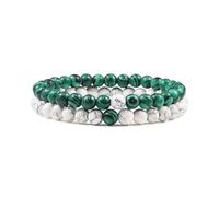 XXCLW Set Bracciale Coppie Distanza Nero Bianco Pietra Lavica Naturale Occhio di Tigre Perline Yoga Bracciali Per Gli Uomini Donne Corda Elastica Gioielli, Misura unica, Agata