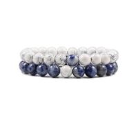 XXCLW Set Bracciale Coppie Distanza Nero Bianco Pietra Lavica Naturale Occhio di Tigre Perline Yoga Bracciali Per Gli Uomini Donne Corda Elastica Gioielli, Misura unica, Agata