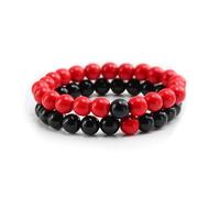 XXCLW Set Bracciale Coppie Distanza Nero Bianco Pietra Lavica Naturale Occhio di Tigre Perline Yoga Bracciali Per Gli Uomini Donne Corda Elastica Gioielli, Misura unica, Agata