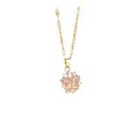 XXCLW Zircone Cristallo Collane In Acciaio Inox Per Le Donne Moda Coreana Dolce Sexy Femminile Clavicola Catena Monili, Misura unica, Agata