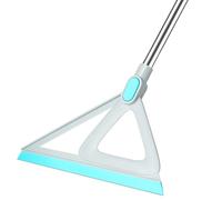 XXFLOWER Scopa magica multifunzione in silicone, per interni, con manico lungo 140 cm, per ambienti umidi, doccia, bagno, vetro, rimozione peli di animali domestici (grigio blu)