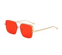 XXGJOALD New 2025 Occhiali da sole Half Frame Sunglasses Retro Shades Metal Frame Outdoor UV400 Protection Sun Glasses for Men Women, 7 oro rosso, taglia unica
