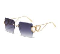 XXGJOALD New 2025 Occhiali da sole Oversized Rimless Sunglasses Women Heart Metal Frame Sun Glasses For Female frameless Eyewear, C3 Gold Double Gray, taglia unica
