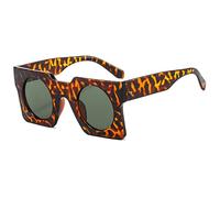 XXGJOALD New 2025 Occhiali da sole Punk Sunglasses Women Men Square Frame Round Lenses Shades Retro UV400, leopardo, taglia unica