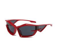 XXGJOALD New 2025 Occhiali da sole Unique Special-shaped Sunglasses For Men Fashion Irregular Driving Sun Glasses Women Square Hip Hop Shades(Red Gray)