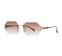 XXGJOALD New 2025 Occhiali da sole Vintage Small Rettangle Rimless Sunglasses Women Men Travel Metal Sun Glasses For Female, tè, taglia unica