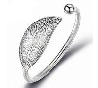 XXHNBF Bracciale da Donna, Bracciale da Donna in Argento 925 con Foglie Regolabili, Bracciale 'Amicizia Intagliato a Mano, Gioielli in Argento for Compleanno