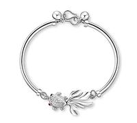 XXHNBF Bracciale da Donna, Bracciale da Donna in Argento 925 con Pesci Rossi intagliati a Mano, Bracciale 'Amicizia in Argento, Gioielli in Argento da Regalo