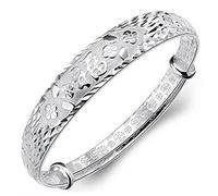 XXHNBF Bracciale da Donna, Bracciale da Donna in Argento 925, Vintage, Regolabile, con Ciondolo Cinese Portafortuna, Gioielli in Argento, Regali di Compleanno