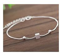 XXHNBF Bracciale da Donna, Bracciale da Donna in Argento 925, Vintage, Regolabile, con Perline Rotonde Geometriche, Bracciale da Donna in Argento