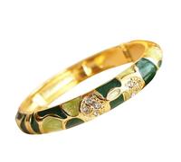 XXHNBF Bracciale da Donna, Braccialetti Geometrici in Smalto cloisonné con Strass, Braccialetti Etnici Cinesi Multicolori, Gioielli Artigianali Tradizionali, Accessori e Regali(Green)