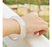 XXHNBF Bracciale da Donna, Braccialetto di Giada for Donna, Braccialetto Cinese, Braccialetto di Giada di Ghiaccio di Agata Bianca Naturale Braccialetto di Giada con Scatola,(62mm)