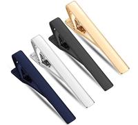 XXHNBF Cravatta da Uomo, Fermacravatta 4 Pezzi Gemelli con Clip in Metallo Lucido for Uomo Matrimonio Business Pin Suit Accessori di Abbigliamento Regolari