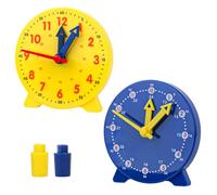 XXHUO Orologio di apprendimento per bambini, 2 pezzi, per imparare a dire l'ora, orologio per insegnare ai bambini che dicono l'ora, orologio portatile con lancette mobili, 24 ore, durevole