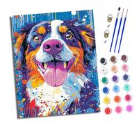 XXHXIE Dipingere con i numeri, fai da te, dipinto a mano, set di pittura a olio per principianti e adolescenti, cane, allunga la lingua, pennello e vernice acrilica, 40 x 50 cm, ideale come regalo o