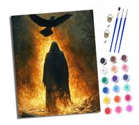XXHXIE Dipingere con i numeri, fai da te, dipinto a mano, set di pittura a olio per principianti e giovani, misteriosa morte e corvo pennello e vernice acrilica, 40 x 50 cm, ideale come regalo o come
