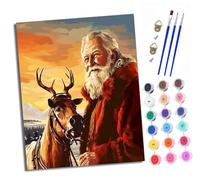 XXHXIE Dipingere con i numeri, fai da te, dipinto a mano, set di pittura ad olio per principianti e ragazzi, il vecchio uomo e la renna pennello e vernice acrilica 40 x 50 cm, ideale come regalo o per