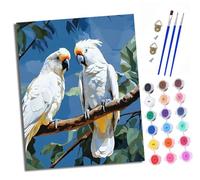 XXHXIE Dipingere con i numeri, fai da te, dipinto a mano, set per principianti e ragazzi, due pappagalli su un pennello e vernice acrilica 40 x 50 cm, ideale come regalo o come decorazione per la casa