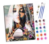 XXHXIE Dipingere con i numeri, per adulti, fai da te, dipinta a olio, kit per pittura a olio, con fiori per principianti, con 3 pennelli e vernice acrilica, dipinta a mano, kit come regalo, 40 x 50 cm