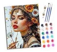 XXHXIE Dipingere con i numeri, per adulti, fai da te, dipinta a olio, kit per ragazze con fiori per principianti, con 3 pennelli e vernice acrilica, kit come regalo 40 x 50 cm (senza cornice)