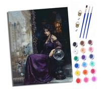 XXHXIE Dipingere con i numeri, per adulti, fai da te, dipinta a olio, kit per ragazze in gonna lunga viola, per principianti, con 3 pennelli e vernice acrilica, dipinta a mano, kit come regalo, 40 x