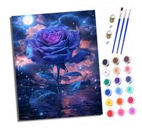 XXHXIE Dipingere con i numeri, per adulti, fai da te, kit per pittura a olio, colore viola, blu, per principianti, con 3 pennelli e vernice acrilica, dipinto a mano, kit adatto come regalo, 40 x 50 cm