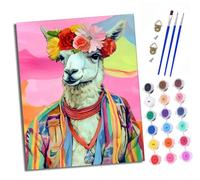 XXHXIE Dipingere con i numeri per adulti Kit per dipingere con i numeri su tela fiore bello alpaca fai da te kit pittura artistica pigmento acrilico disegno pittura per regalo decorazione della parete