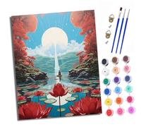 XXHXIE Dipingere con i numeri, per adulti principianti 40 x 50 cm, loto nel lago e meditazione adulti dipingere con i numeri con pennelli pittura fai da te per la decorazione della casa senza cornice