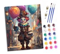XXHXIE Dipingere con i numeri, per adulti principianti 40 x 50 cm Steampunk Clown Adulti dipingere con i numeri con pennelli pittura fai da te per la decorazione della casa senza cornice