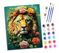 XXHXIE Dipingi coi numeri, per adulti e principianti, 40 x 50 cm, colorato fiore leone, adulti, dipingere con i numeri, con pennelli, pittura fai da te per la decorazione della casa senza cornice