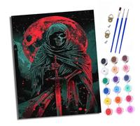 XXHXIE Dipingi coi numeri per adulti, fai da te, kit per dipingere con i numeri, motivo: morte sotto la luna di sangue, con colori acrilici, tela prestampata e pennelli, idea regalo, decorazione da