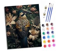 XXHXIE Dipingi coi numeri per adulti, fai da te, kit per dipingere con i numeri, uccelli circondati da fiori con colori acrilici, tela prestampata e pennelli, idea regalo, decorazione da parete, 40,6
