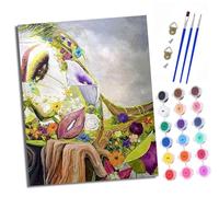 XXHXIE Kit di pittura con i numeri per adulti Kit di pittura per principianti su simboli trasparenti Tela colorata Fiori e volti umani Facile fai da te Pigmento acrilico disegno pittura per la