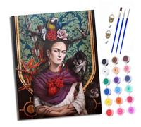 XXHXIE Kit di pittura con i numeri per adulti Kit di pittura per principianti su simboli trasparenti Tela colorata Fiore Bestia Ritratto Facile pigmento acrilico Disegno Vernice per la decorazione