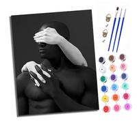 XXHXIE Kit di pittura con i numeri per adulti su simboli trasparenti tela colorata in bianco e nero che copre le mani occhi facili fai da te pigmento acrilico disegno pittura per la decorazione delle