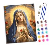 XXHXIE Kit per dipingere con i numeri, per adulti, kit su tela con la Madonna dei Fiori, fai da te, pittura artistica, pittura con pigmenti acrilici, pittura per regalo, decorazione da parete per la
