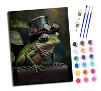 XXHXIE Kit per dipingere con i numeri, per adulti, su tela, stile steampunk, rana, fai da te, pittura artistica, pittura con pigmenti acrilici, pittura per regalo, decorazione da parete per la casa