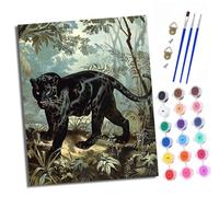 XXHXIE Kit per pittura con i numeri, per adulti, kit per pittura artistica, pittura artistica con pigmenti acrilici, foresta leopardo nero, idea regalo, decorazione da parete per la casa, 40,6 x 50,8