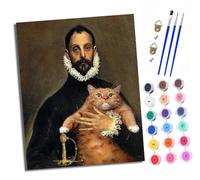 XXHXIE Kit per pittura con i numeri, per adulti, kit per pittura artistica, pittura artistica con pigmenti acrilici, disegno di gentiluomo con un gatto arancione, pittura per regalo, decorazione da