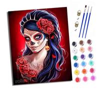 XXHXIE Kit per pittura con i numeri, per adulti, kit per pittura artistica, pittura artistica, disegno con pigmenti acrilici, volto di fantasma, rosa, donna, decorazione, regalo, decorazione da parete