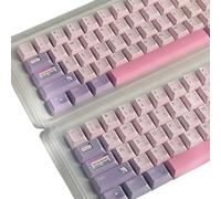 XXINGYULI Set di copritasti personalizzati rosa viola carini Profilo di cappucci per tastiera meccanica PBT da 141 tasti compatibile per il gioco(141key Set Japanese)