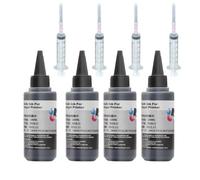 XXINGYULI Set di inchiostri coloranti universali da 100 ml in 4 colori BK CM Y compatibili con le principali stampanti a getto d'inchiostro per cartucce serbatoio(4pcs Dye-Black)