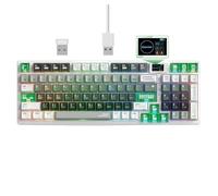 XXINGYULI Tastiera meccanica da gioco wireless M90 con display OLED Interruttore lineare hot swap Tri-Mode BT 2.4G USB-C RGB compatibile con PC(M90 WHITE)