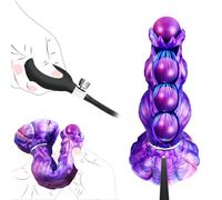 XXL 20 cm con 4 Uova in Silicone - Alien Monster Dildo con Nodo 5,6 cm, Dildo Anale/Vaginale con Ventosa per Giochi di Ruolo Intensivi e Stimolazione Profonda