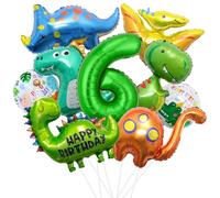XXL Dinosauro Decorazione di Compleanno, 6 anni Dinosauro Palloncino foil, Dinosauro Decorazione di Compleanno Ragazzi, Numero Palloncino 6 per Dino Dinosauro Giungla Festa Bambini Compleanno