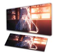 XXL large Tappetitini mouse, carved clear girl animation keyboard pad, anime mousepad XXL rubber anti-skid base smooth surface - suitable for home office mousepad cat ear carved clear girl (90×40c'm)