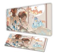 XXL MousePad Folding Support Flower Full Dress Girl Office Desk Pad PC Keyboard Desk Pad Anti Slip Rubber Base Home Office DeskPad Game Keyboard Pad (900×400m'm)